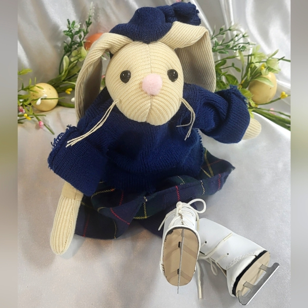 Vintage Floppy Ear Pkudh Rag Doll Bunny on Iceskates